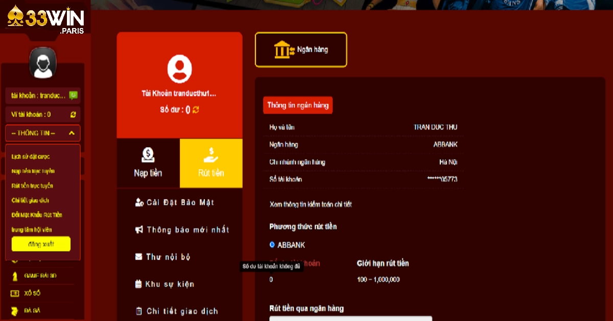 Số tiền tối thiểu có thể rút & thời gian xử lý